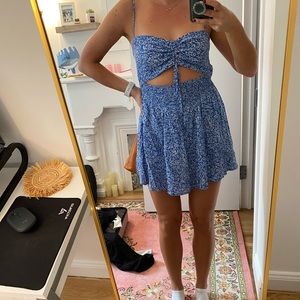 NWT blue and white small romper